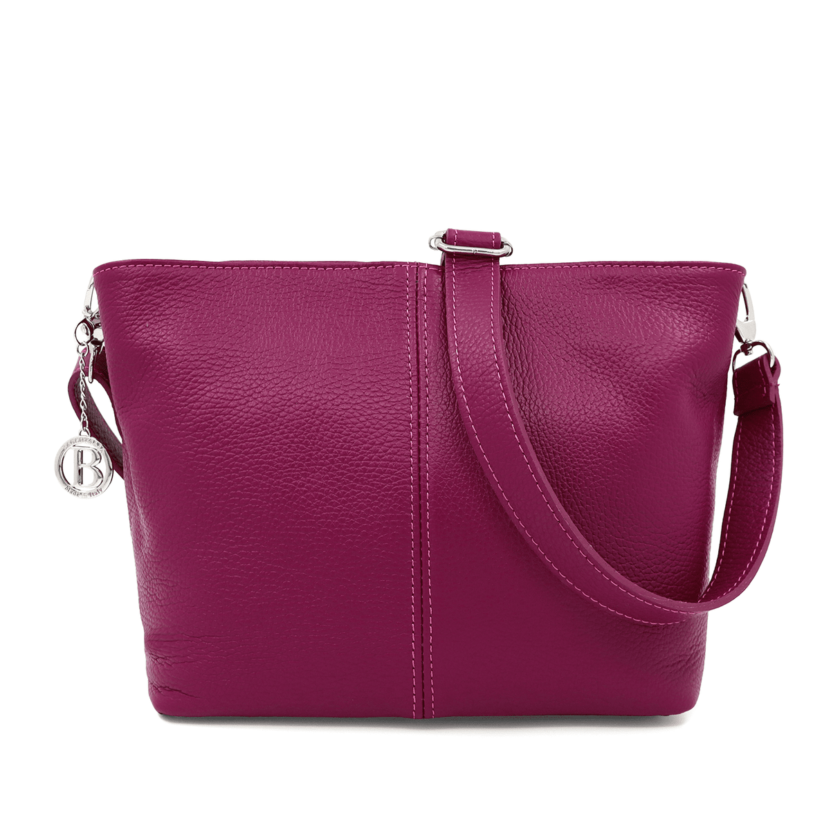 Női válltáska természetes bőrből - fukszia