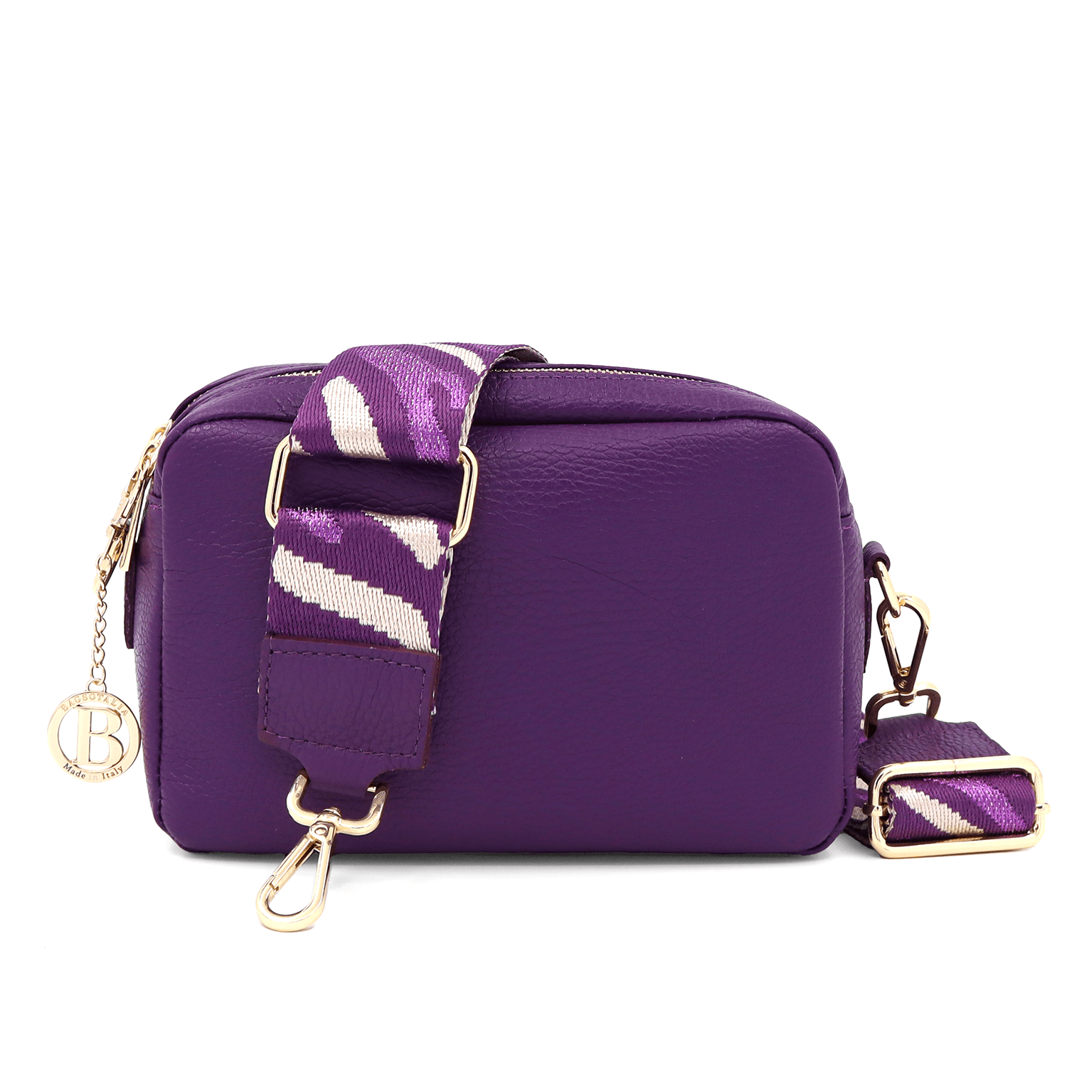 Természetes bőr válltáska 2 fogantyúval - lila