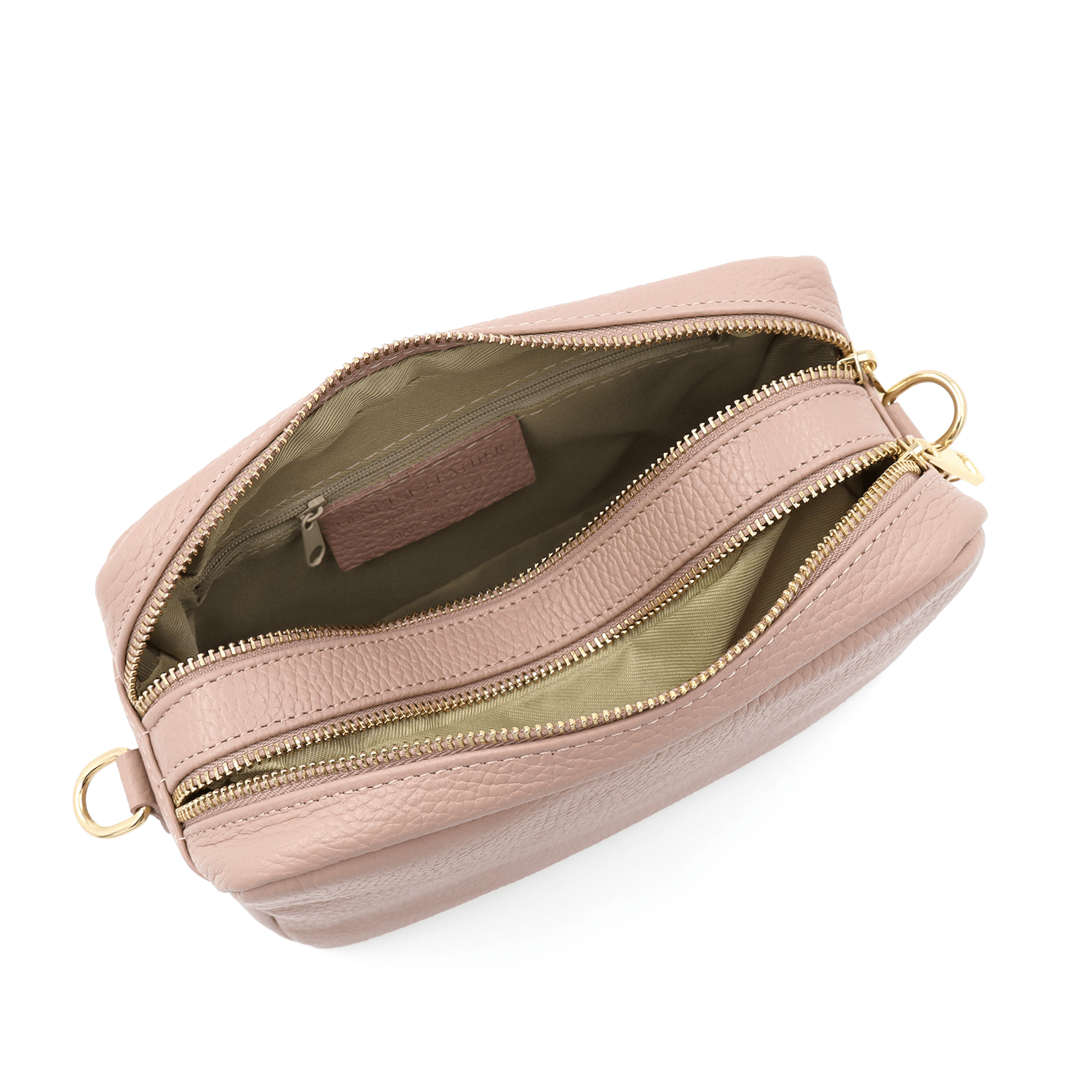 Természetes bőr válltáska 2 fogantyúval - rózsaszín