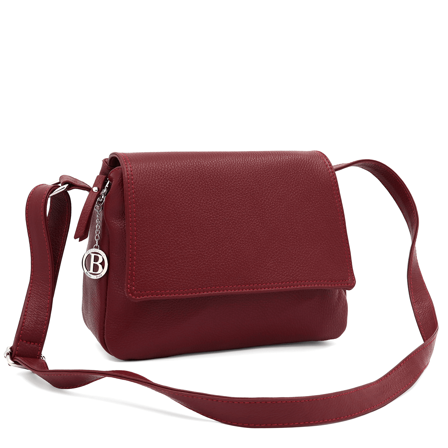 Tori természetes bőr válltáska - bordó