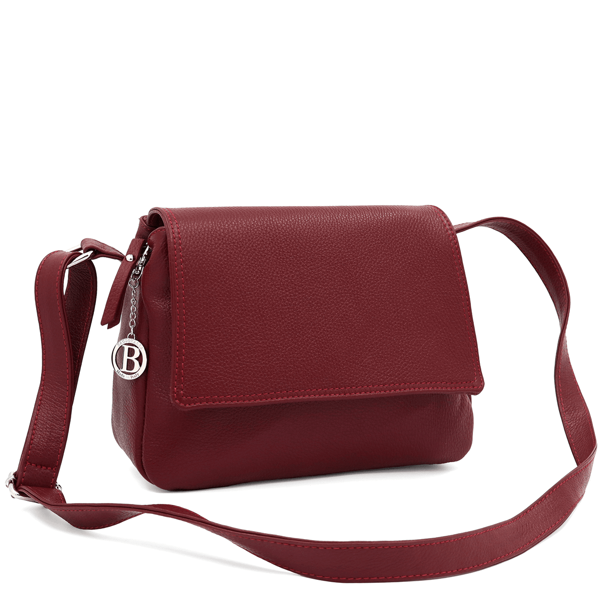 Tori természetes bőr válltáska - bordó