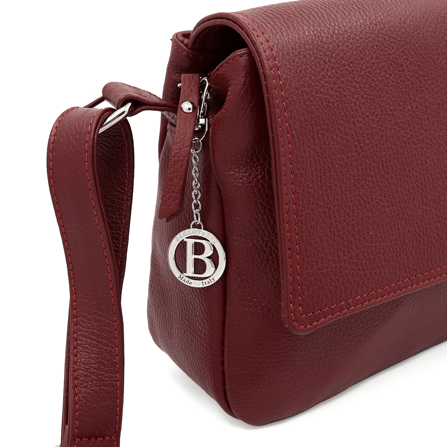 Tori természetes bőr válltáska - bordó