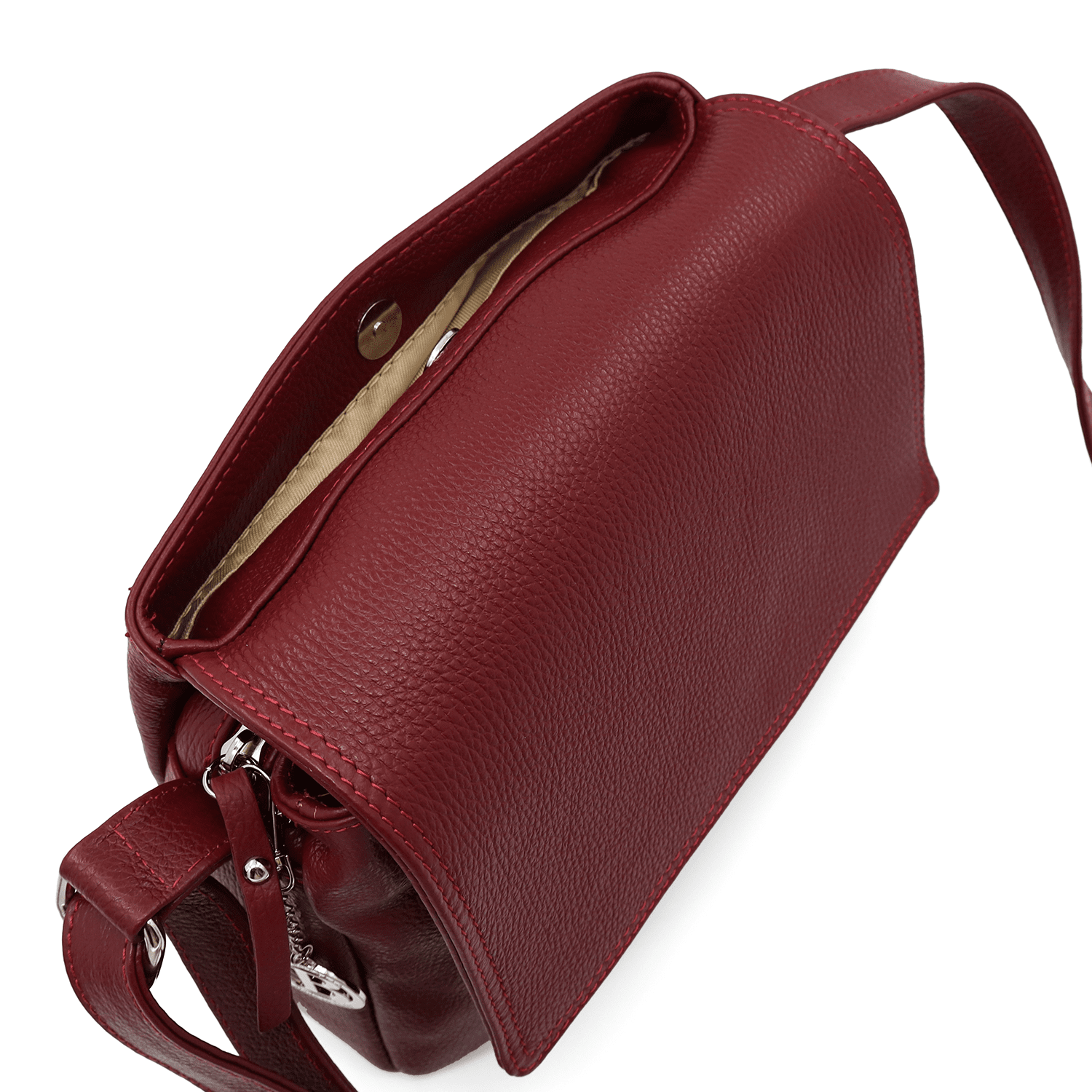 Tori természetes bőr válltáska - bordó