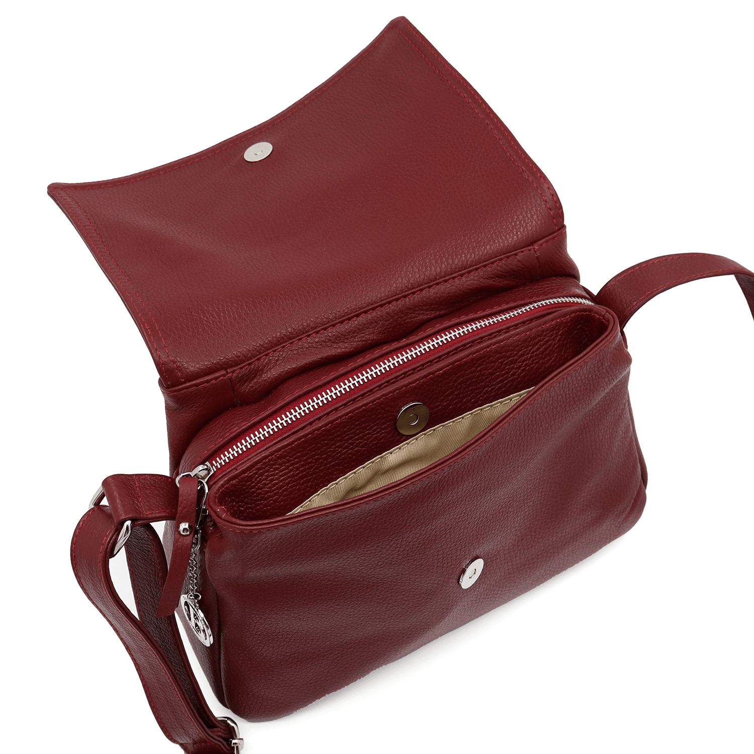 Tori természetes bőr válltáska - bordó