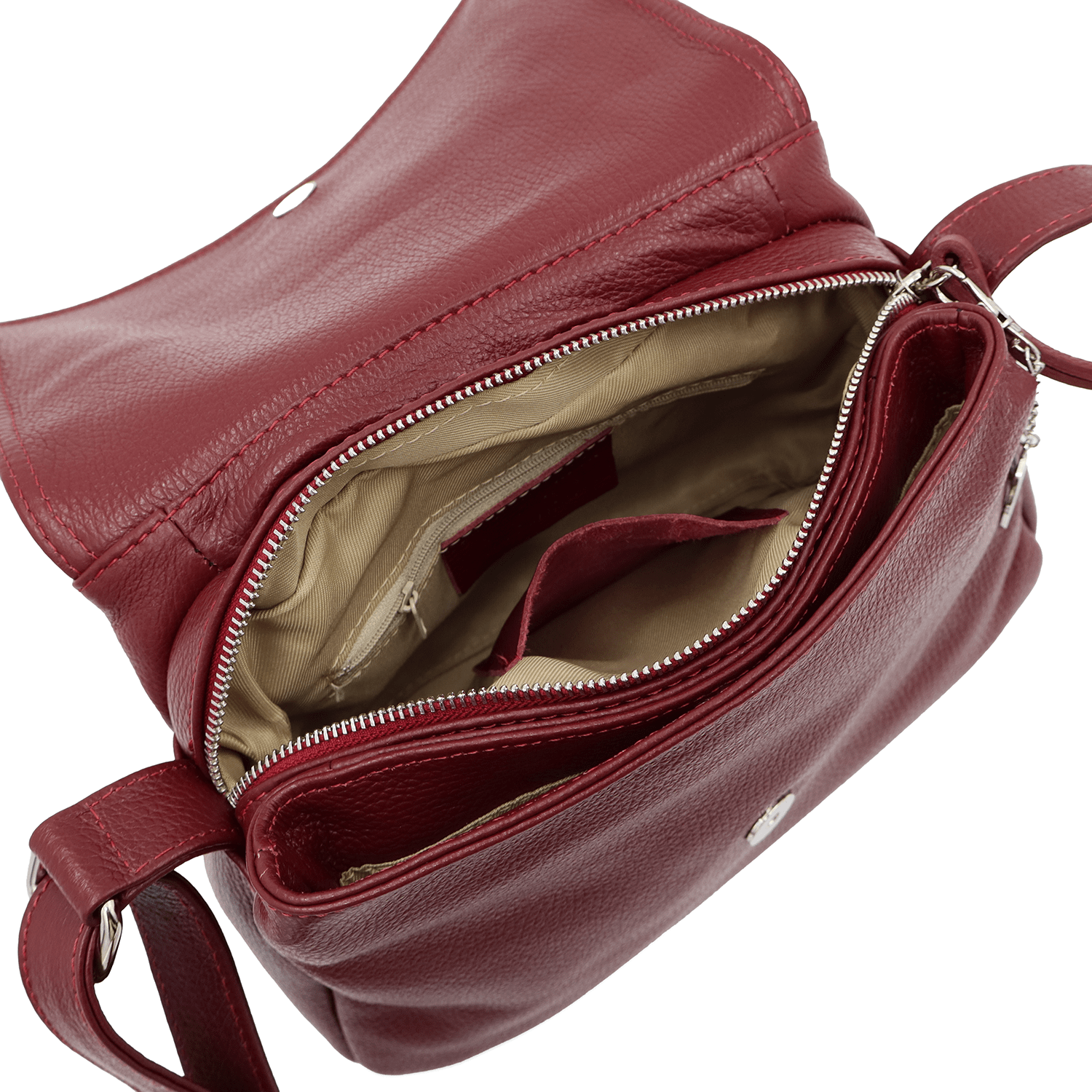 Tori természetes bőr válltáska - bordó