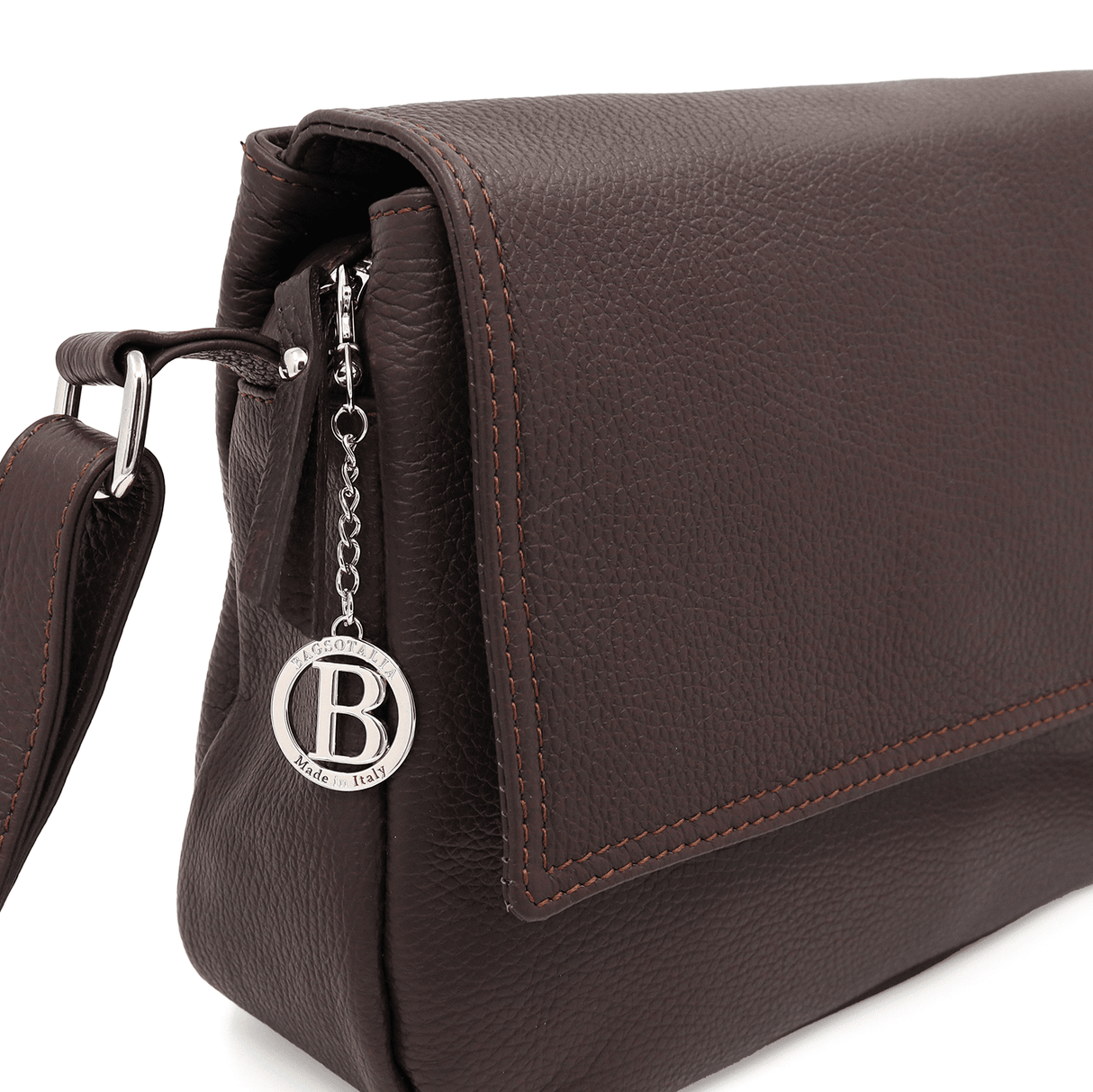 Tori természetes bőr válltáska - sötétbarna