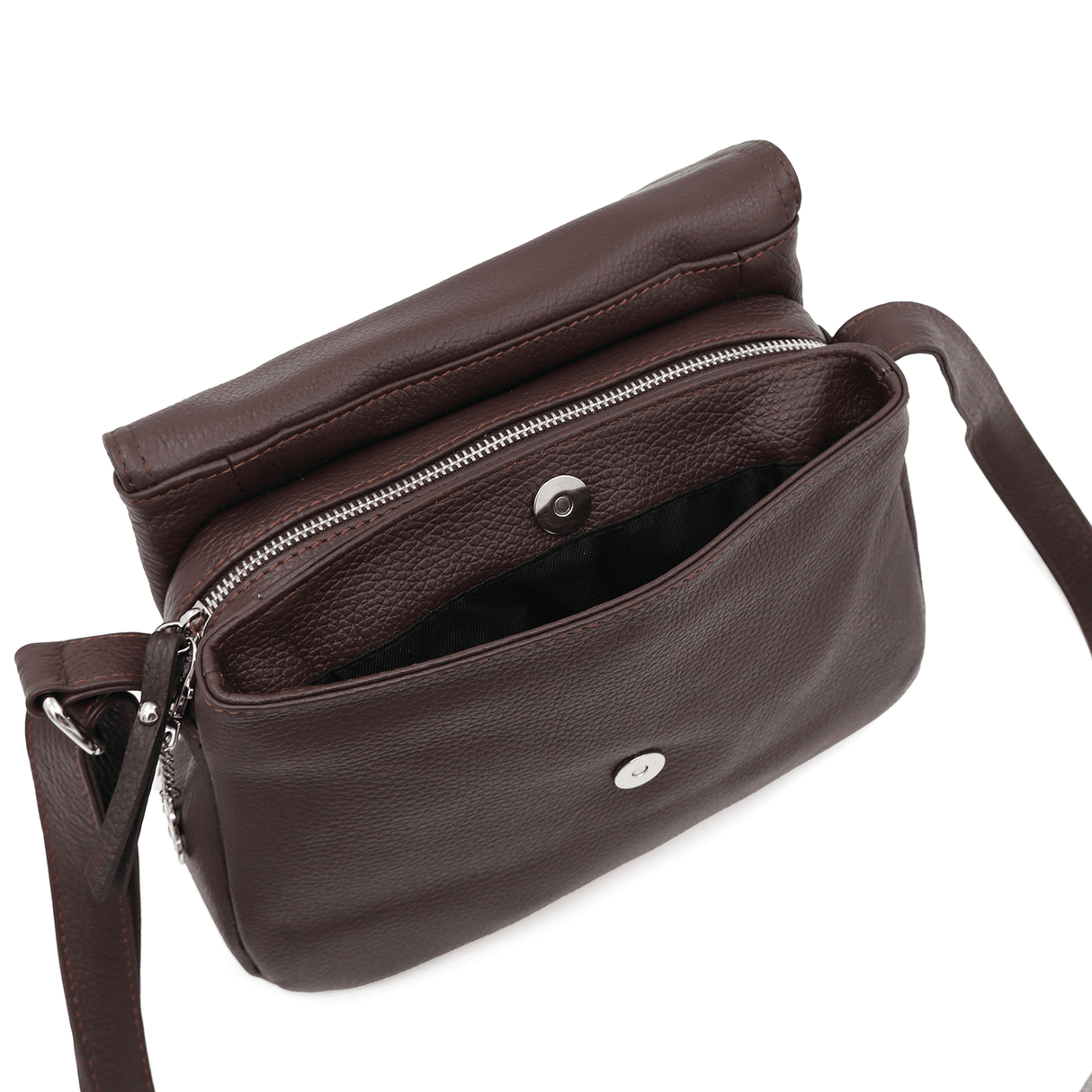 Tori természetes bőr válltáska - sötétbarna