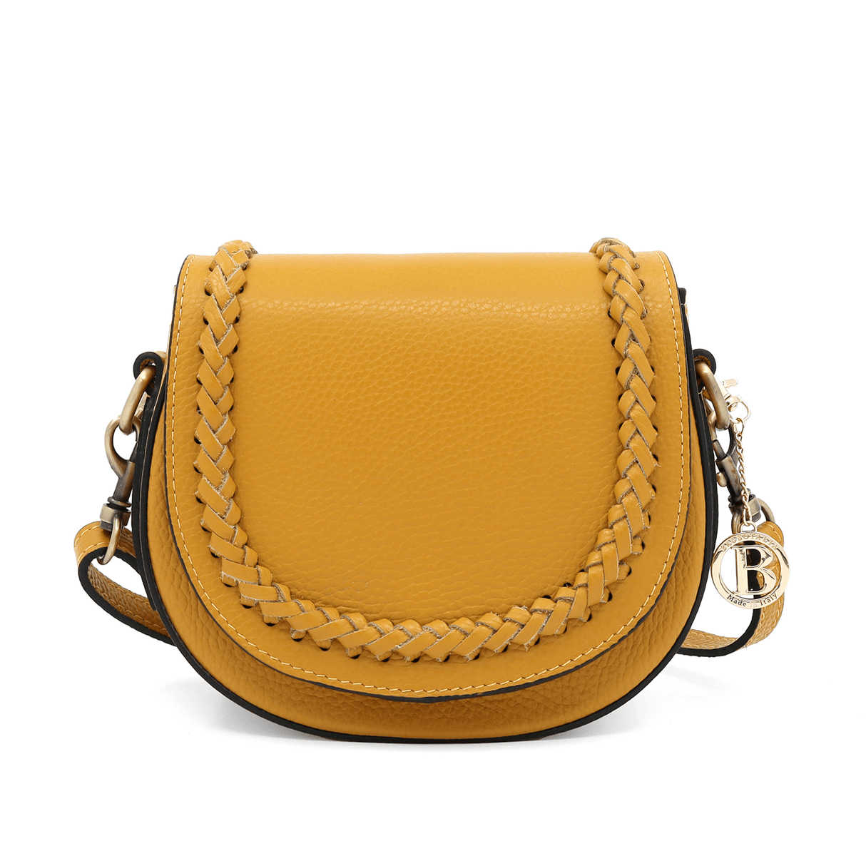 Női válltáska természetes bőrből Naomi - mustársárga