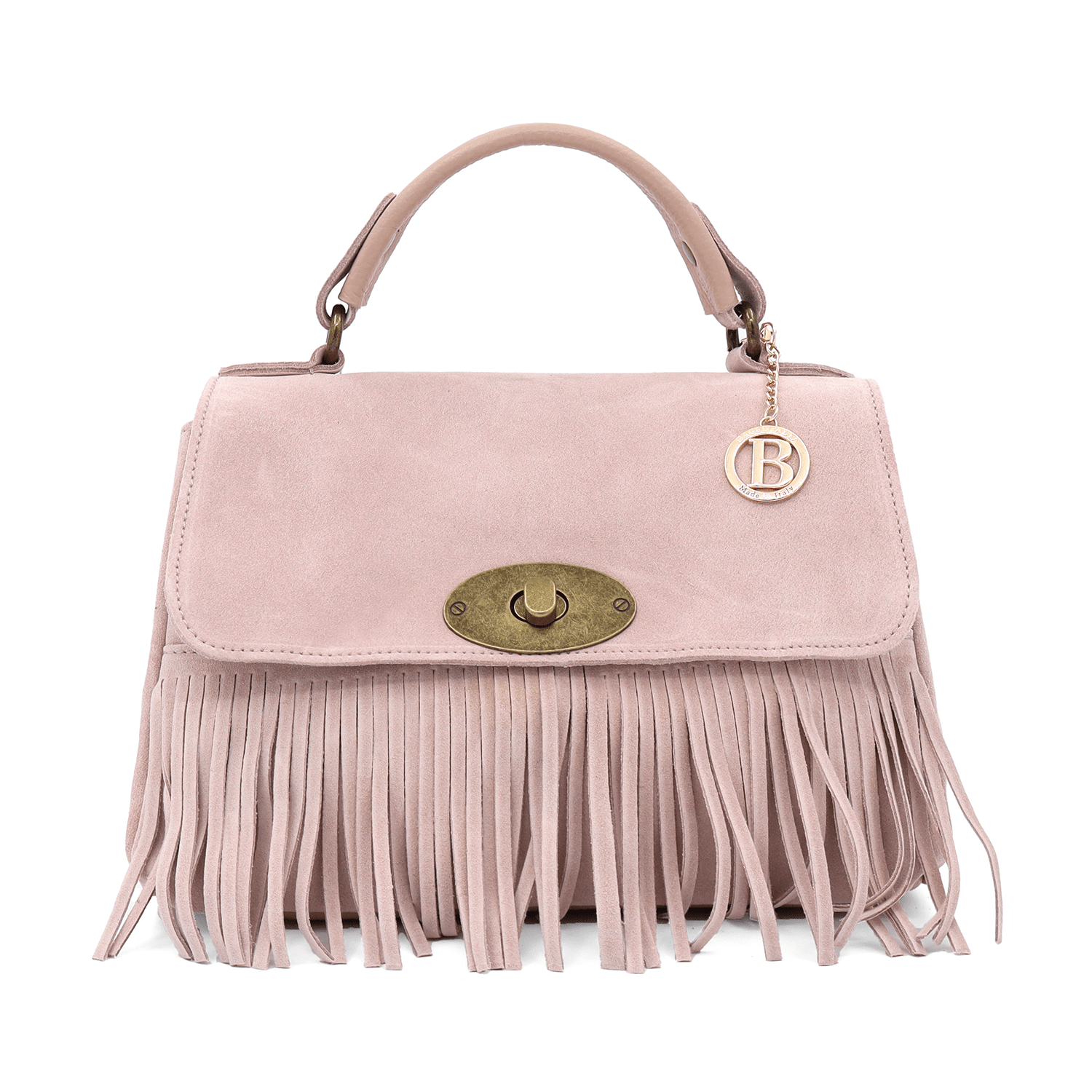 Női táska természetes velúrból - rózsaszín hamu