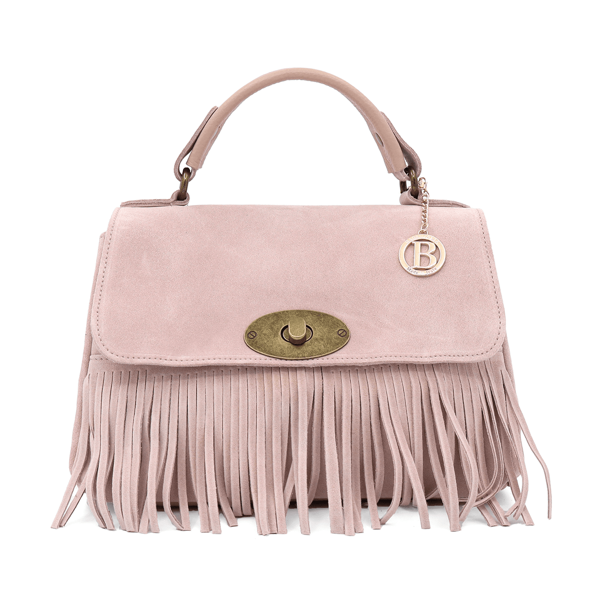 Női táska természetes velúrból - rózsaszín hamu