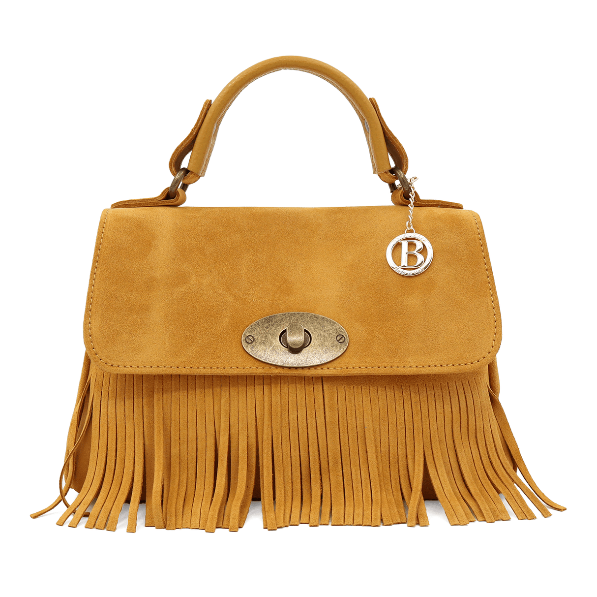 Női táska természetes velúrból - mustársárga