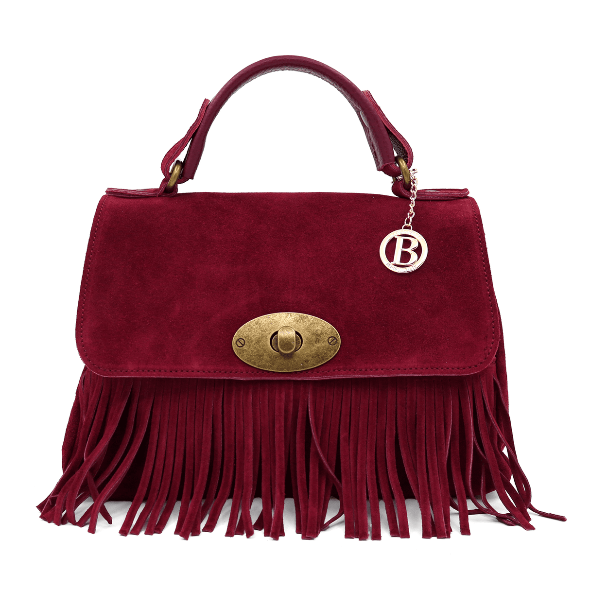 Női táska természetes velúrból - bordó