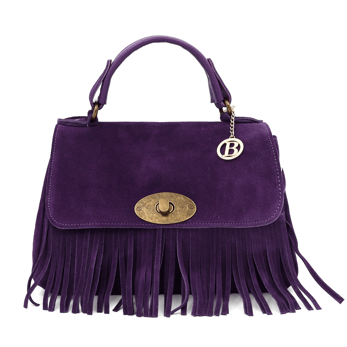 Női táska természetes velúrból - sötét lila
