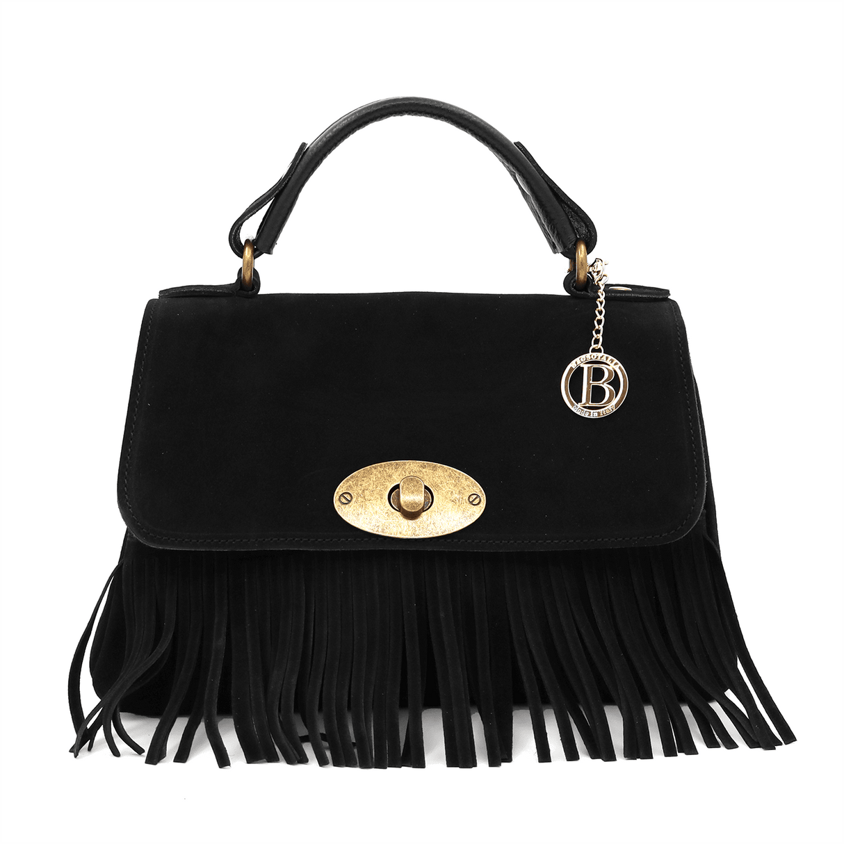 Női táska természetes velúrból - fekete