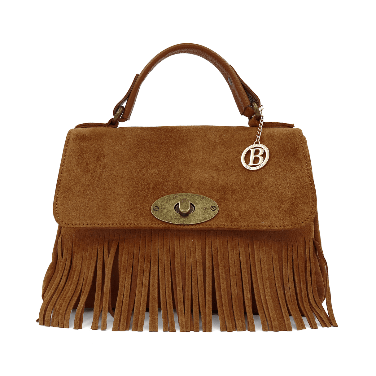 Női táska természetes velúrból - cseréptetőbarna