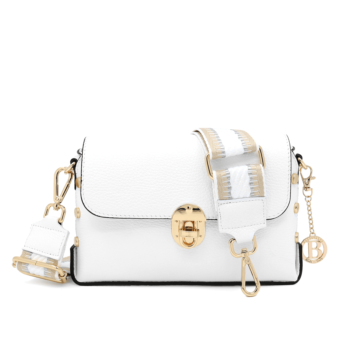 Antoanella természetes bőrből készült női táska - fehér