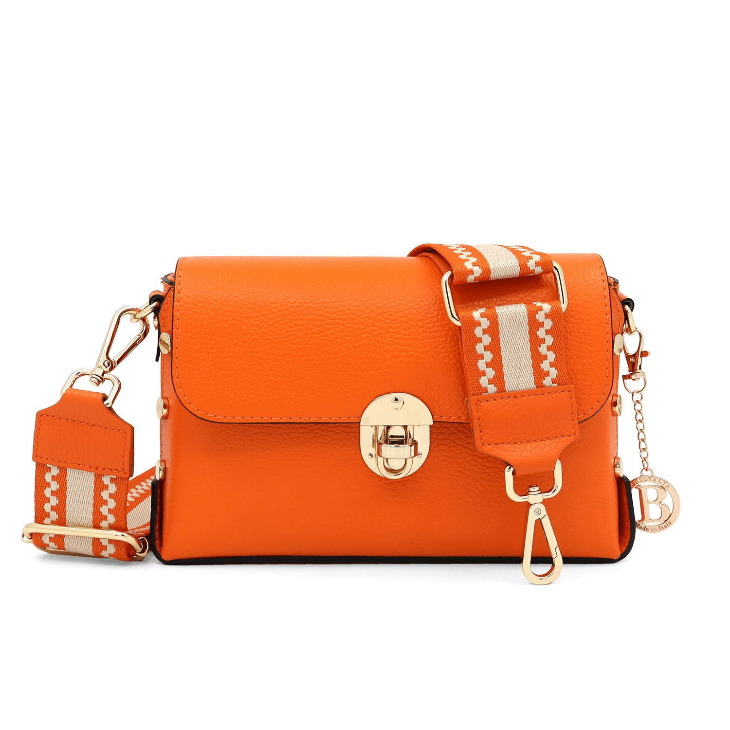 Antoanella természetes bőrből készült női táska - narancssárga