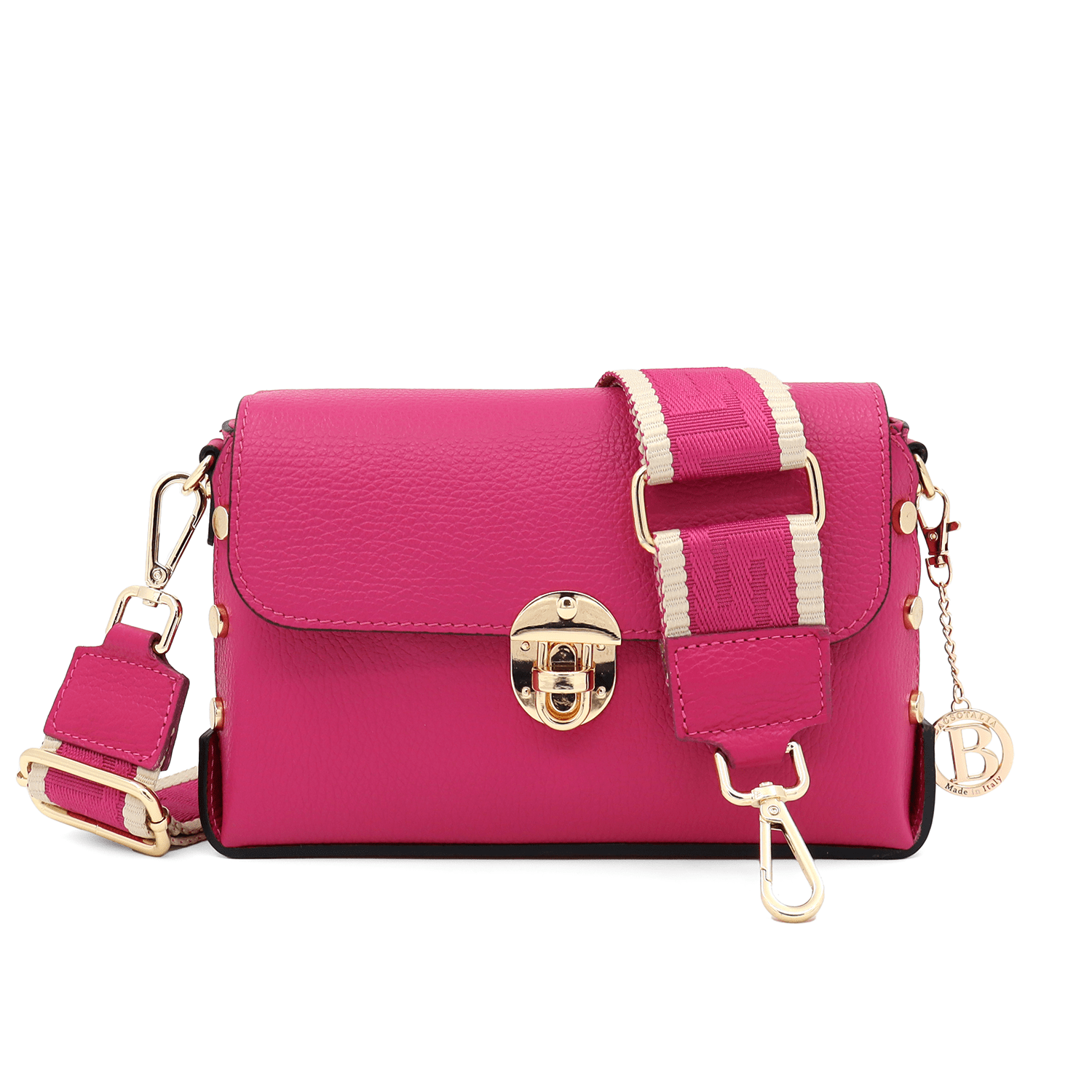 Antoanella női táska természetes bőrből - fukszia