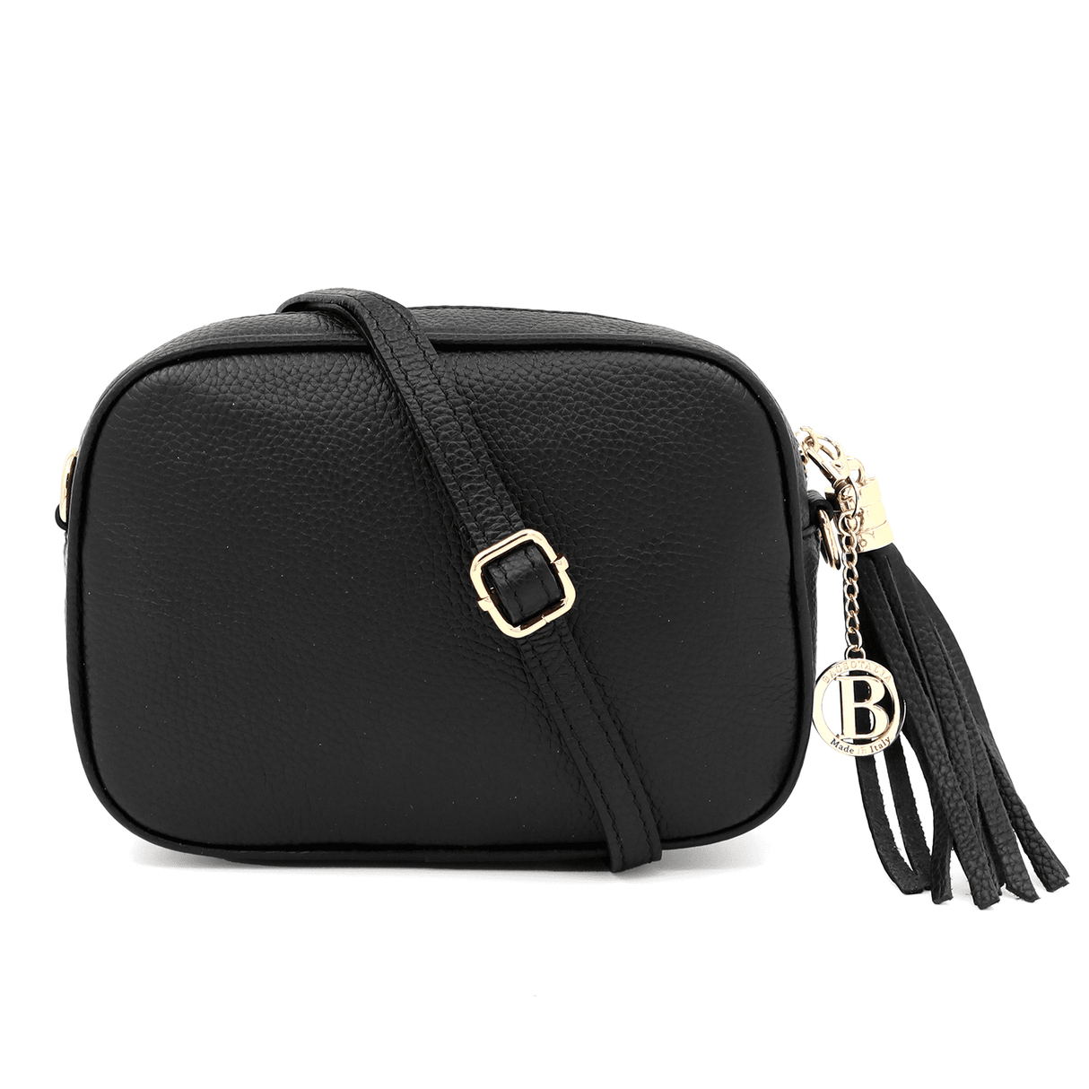 Válltáska természetes bőrből Bria - fekete