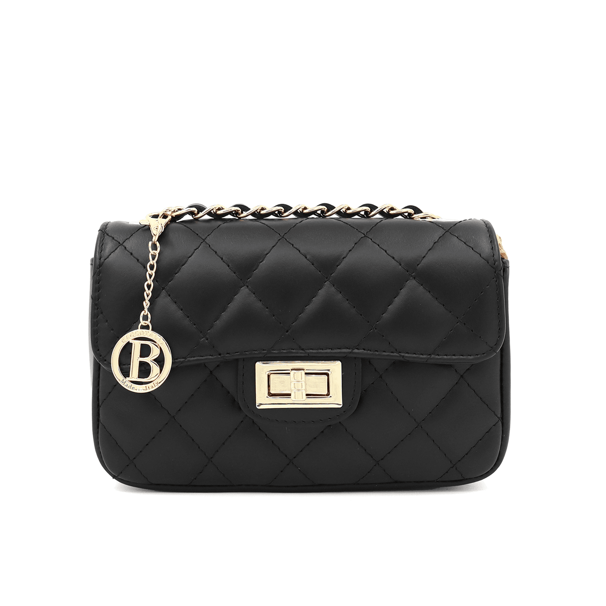 Kapitonált válltáska természetes bőrből Mila - fekete