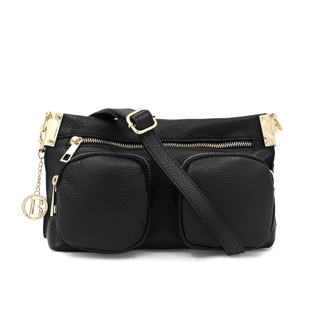 Női táska 2féle természetes bőr Iris fogantyúval - fekete