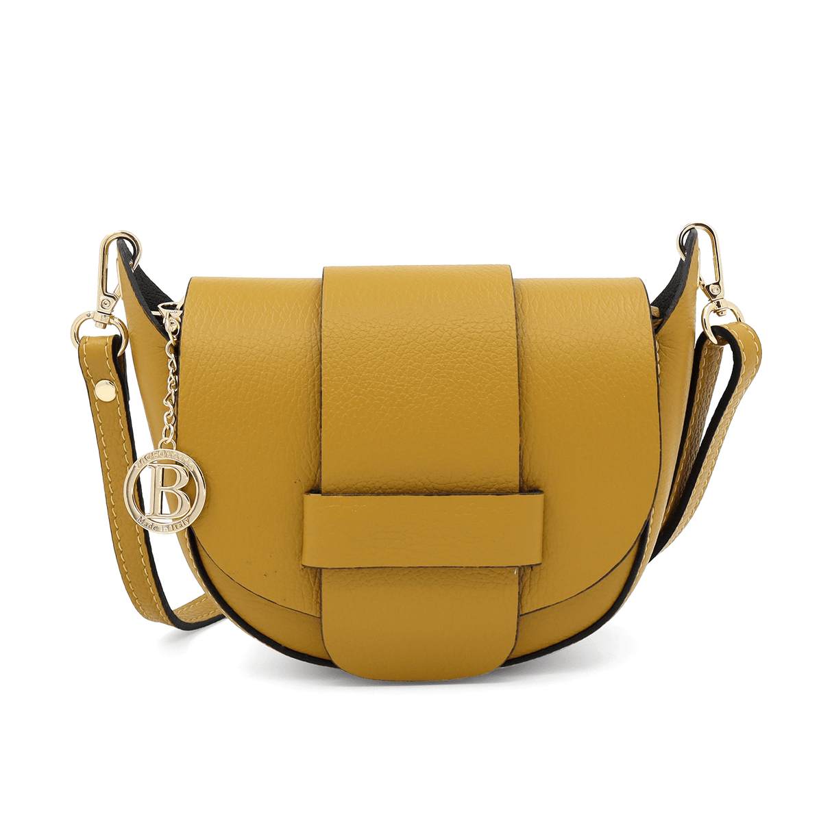 Leandra természetes bőr válltáska - mustársárga