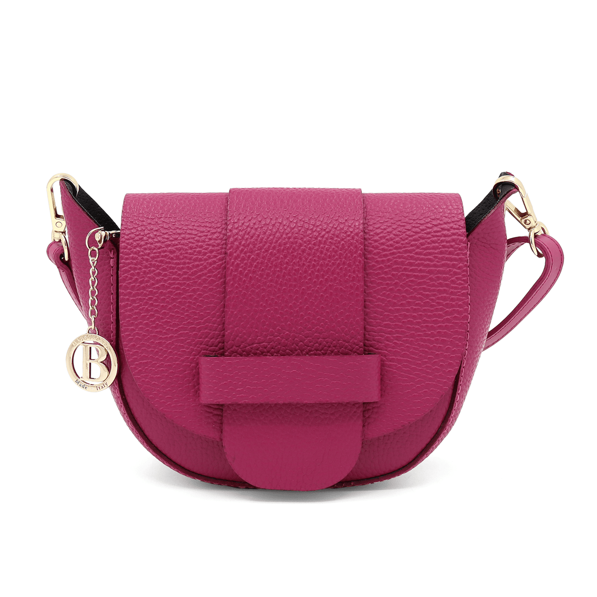 Leandra természetes bőr válltáska – fukszia