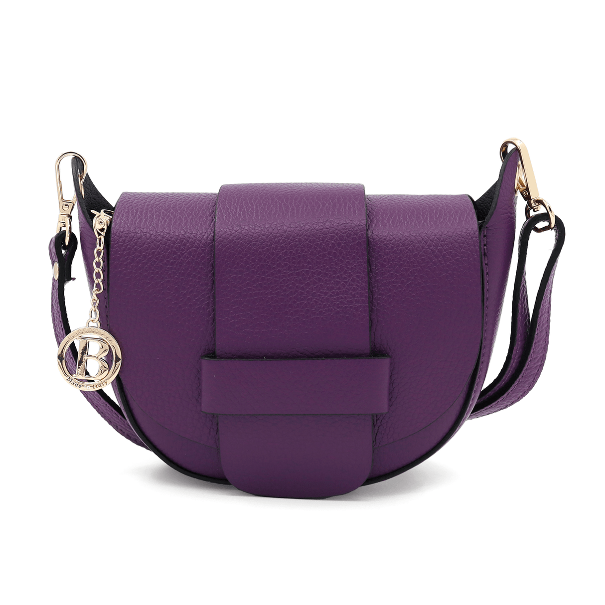 Leandra természetes bőr válltáska - sötét lila