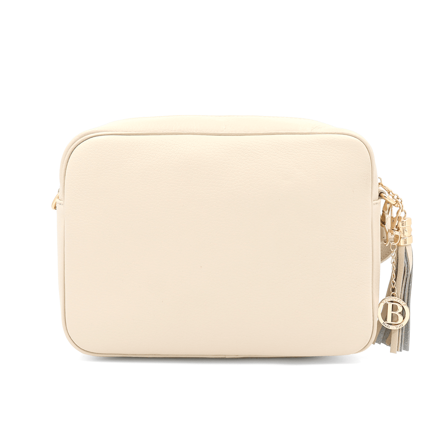 Válltáska természetes bőrből és velúrból - bézs