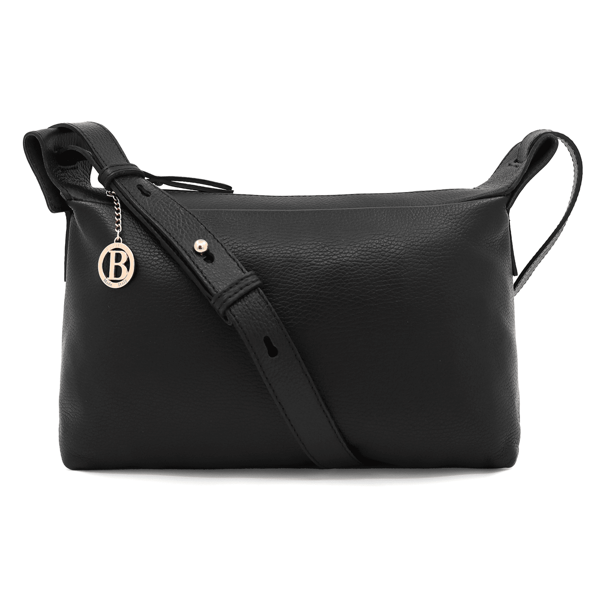 Női válltáska természetes bőrből Velia - fekete