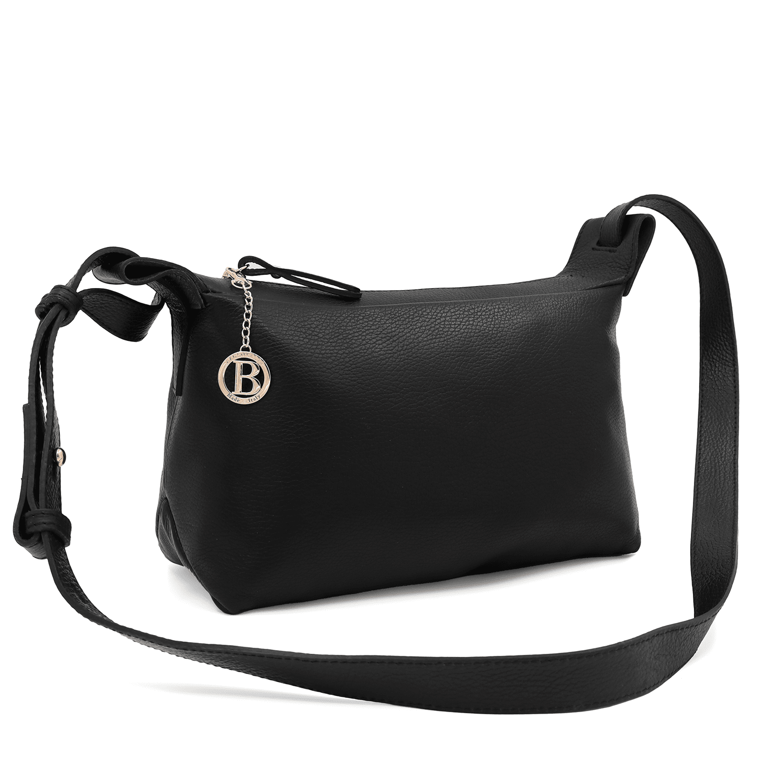 Női válltáska természetes bőrből Velia - fekete