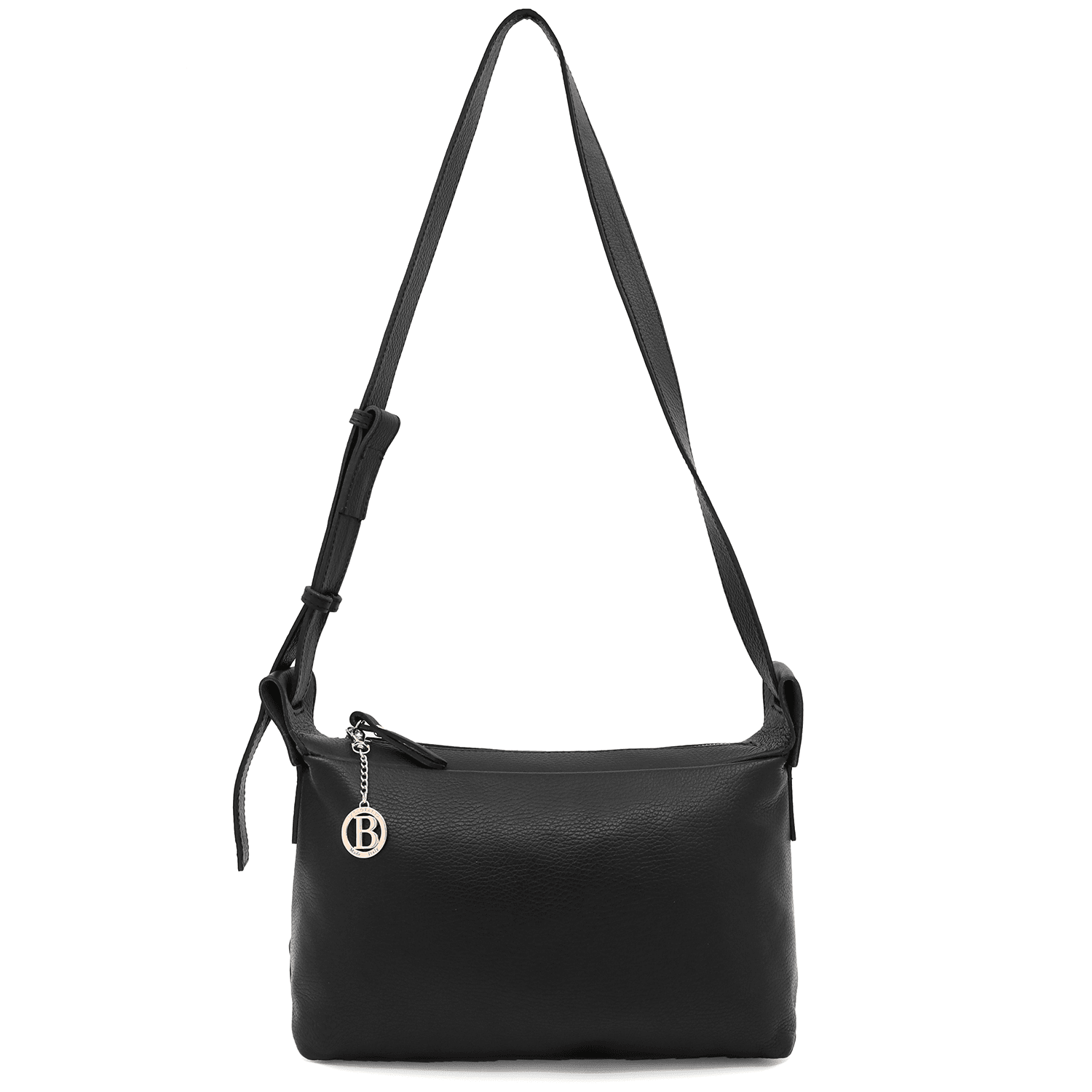 Női válltáska természetes bőrből Velia - fekete