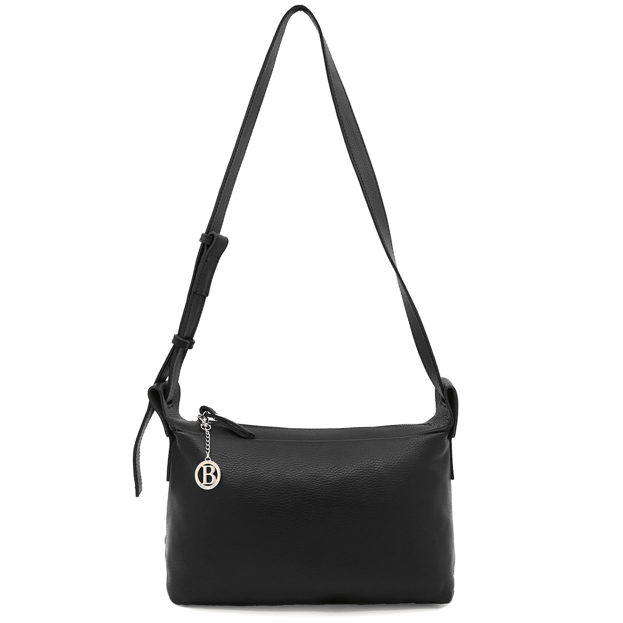 Női válltáska természetes bőrből Velia - fekete