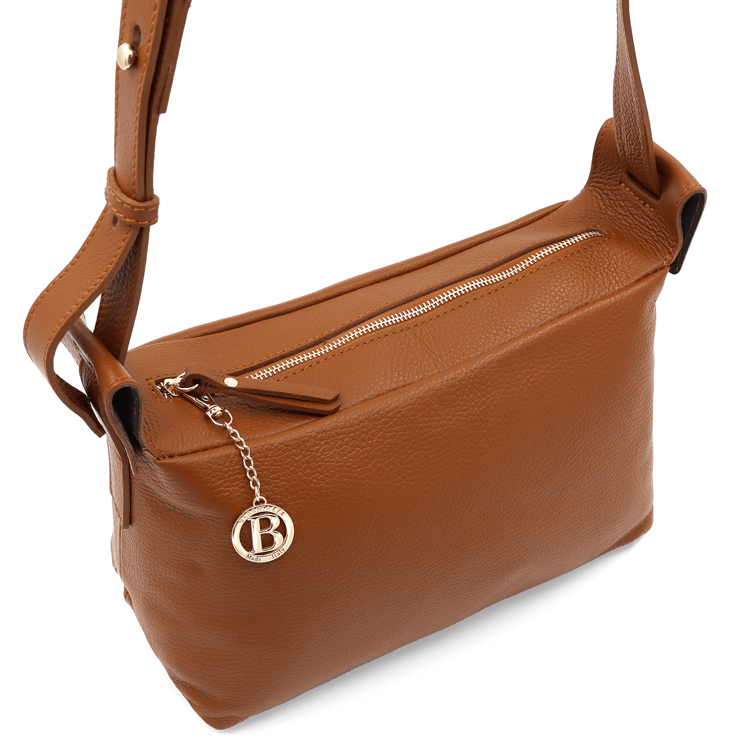 Női válltáska természetes bőrből Velia - cserépbarna