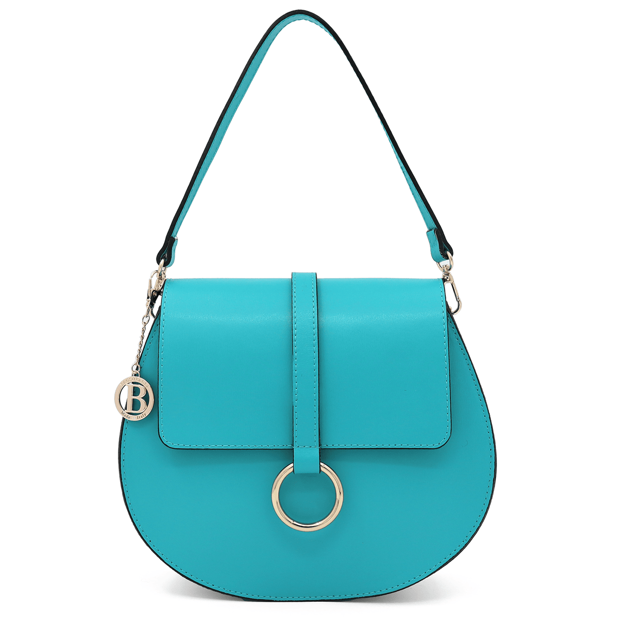 Luxus táska természetes bőrből, 2 fogantyúval, Sana - kék