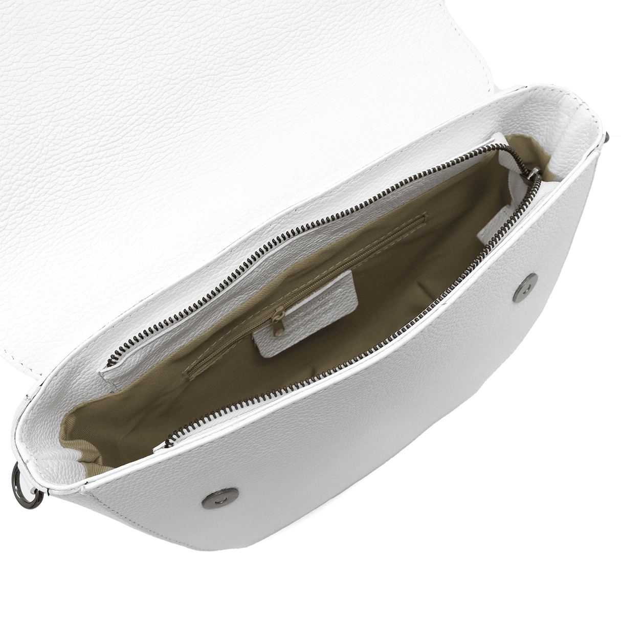 Természetes bőr válltáska 2 fogantyúval - fehér