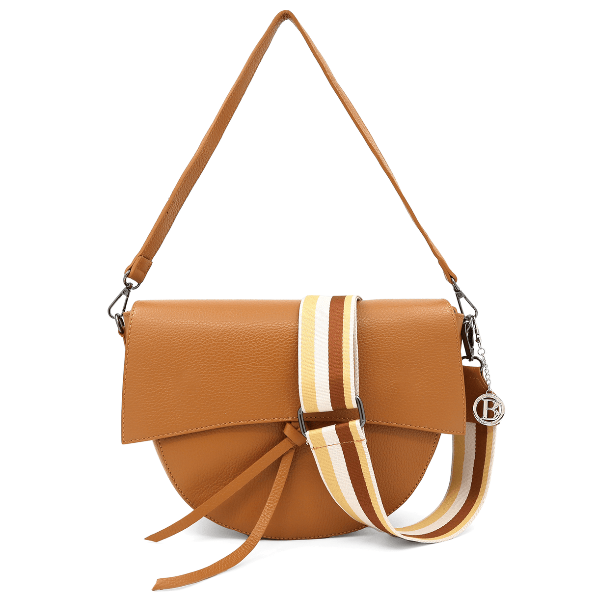 Természetes bőr válltáska 2 fogantyúval - cseréptetű barna