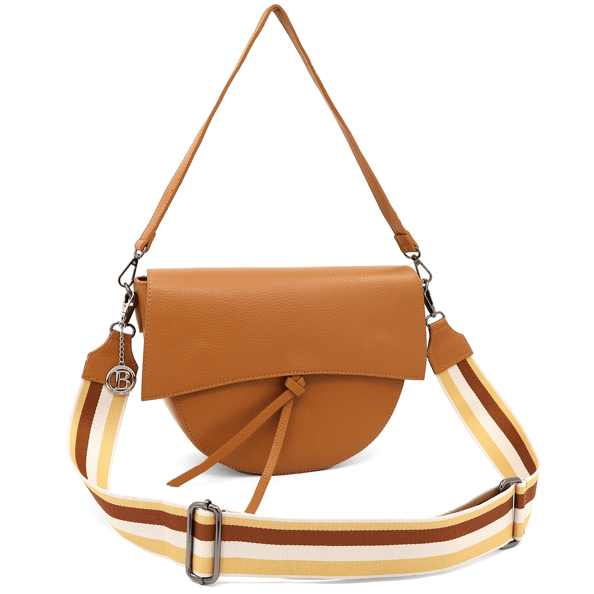 Természetes bőr válltáska 2 fogantyúval - cseréptetű barna