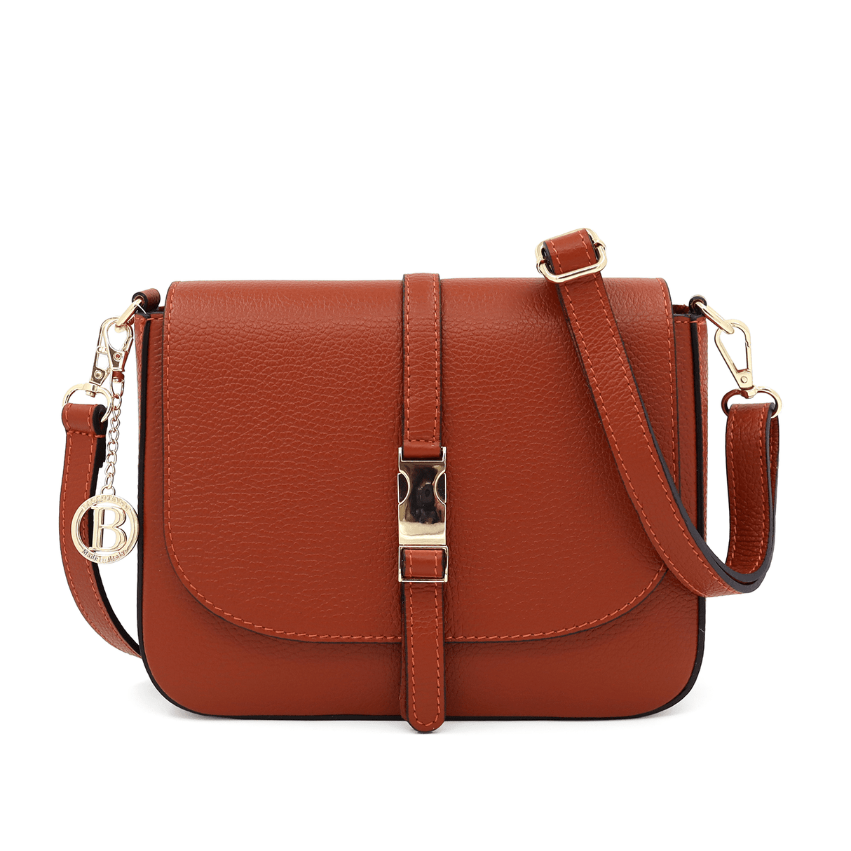 Allona természetes bőrből készült válltáska - piros-narancssárga