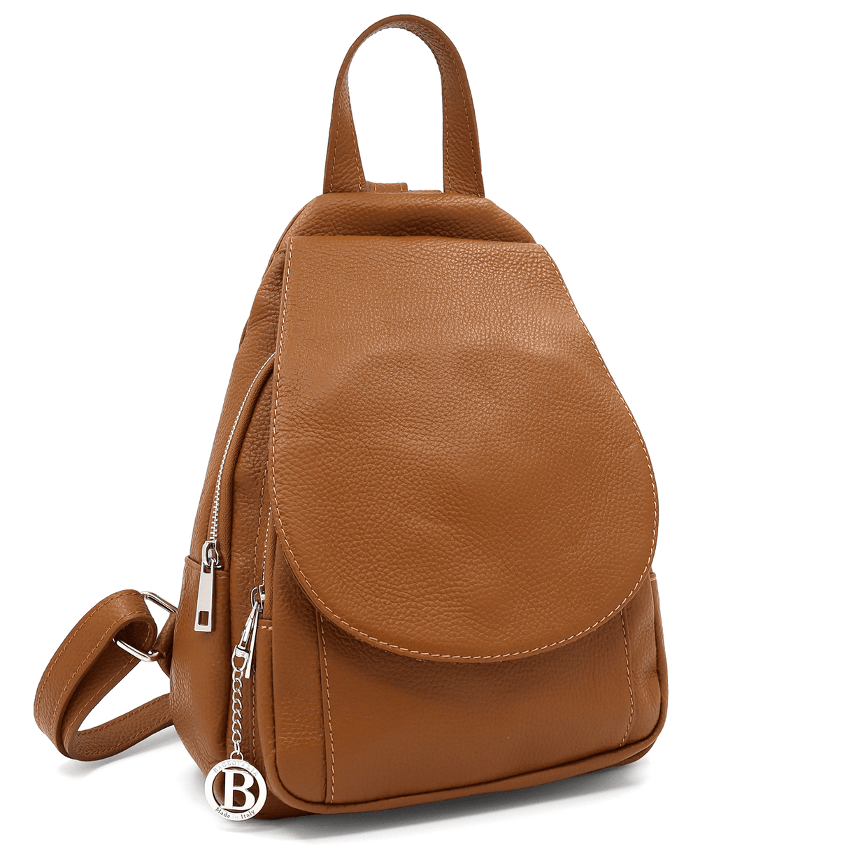 Női hátizsák természetes bőrből - cserépbarna