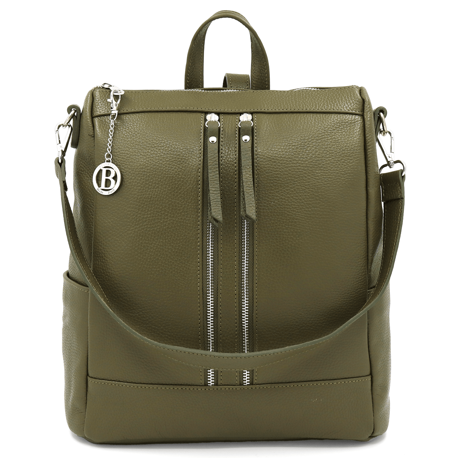 2 az 1-ben - Vittoria természetes bőr hátizsák és táska - sötétzöld