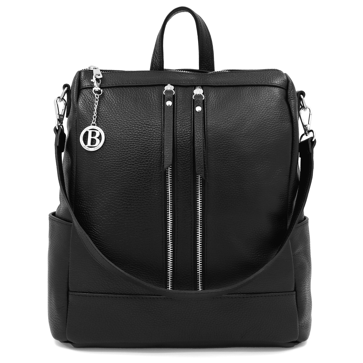 2 az 1-ben - Vittoria természetes bőr hátizsák és táska - fekete