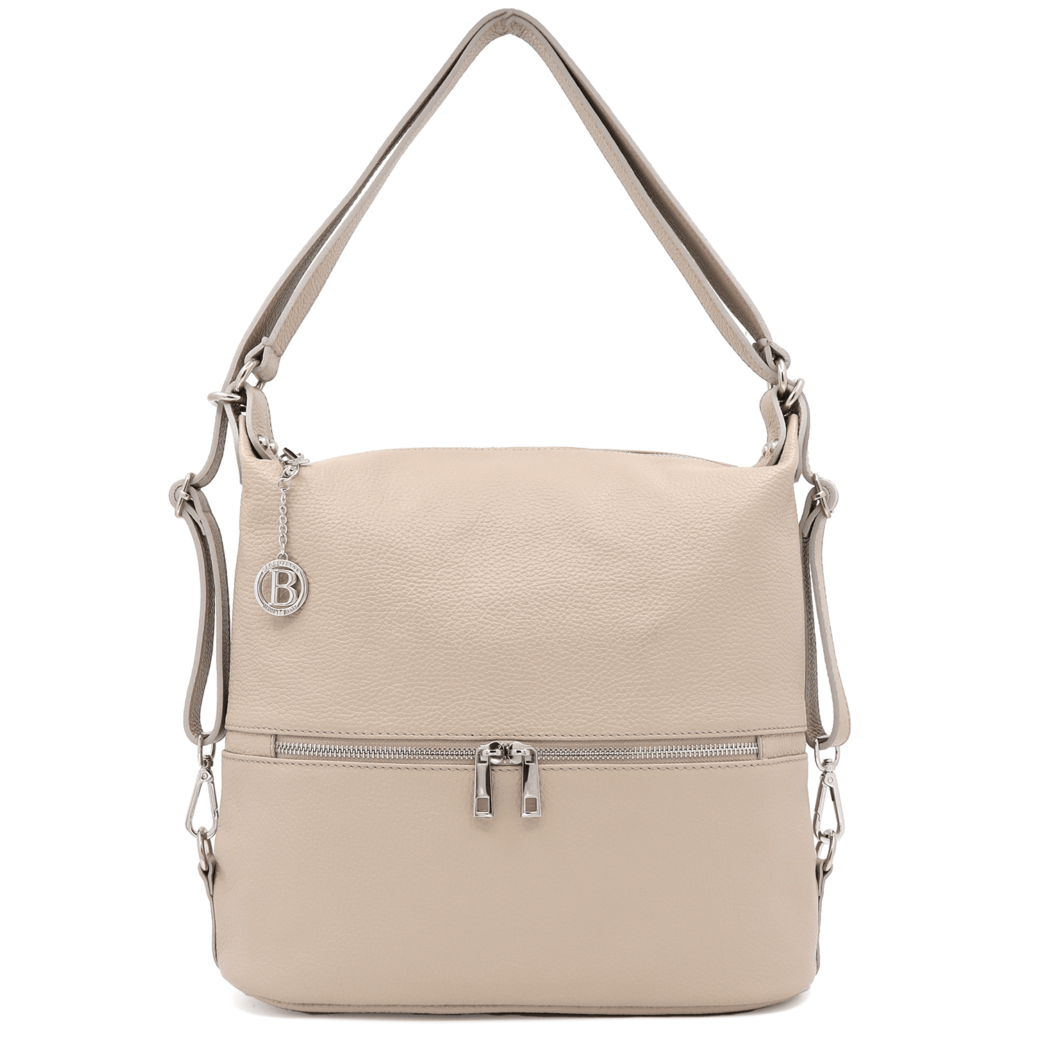 2 az 1-ben - Carmena természetes bőr táska és hátizsák - bézs