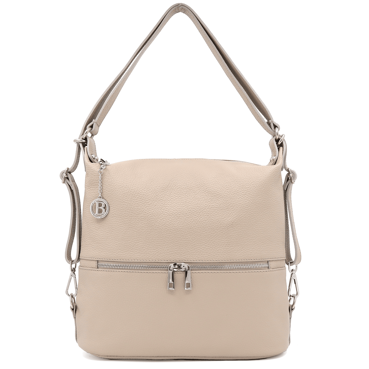 2 az 1-ben - Carmena természetes bőr táska és hátizsák - bézs