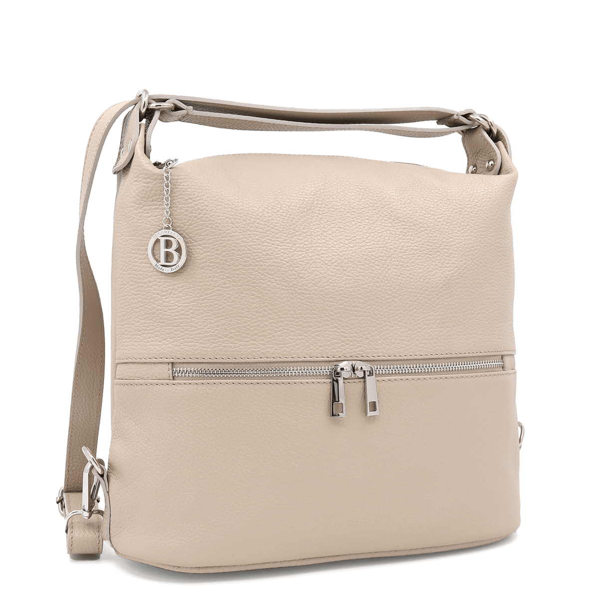 2 az 1-ben - Carmena természetes bőr táska és hátizsák - bézs