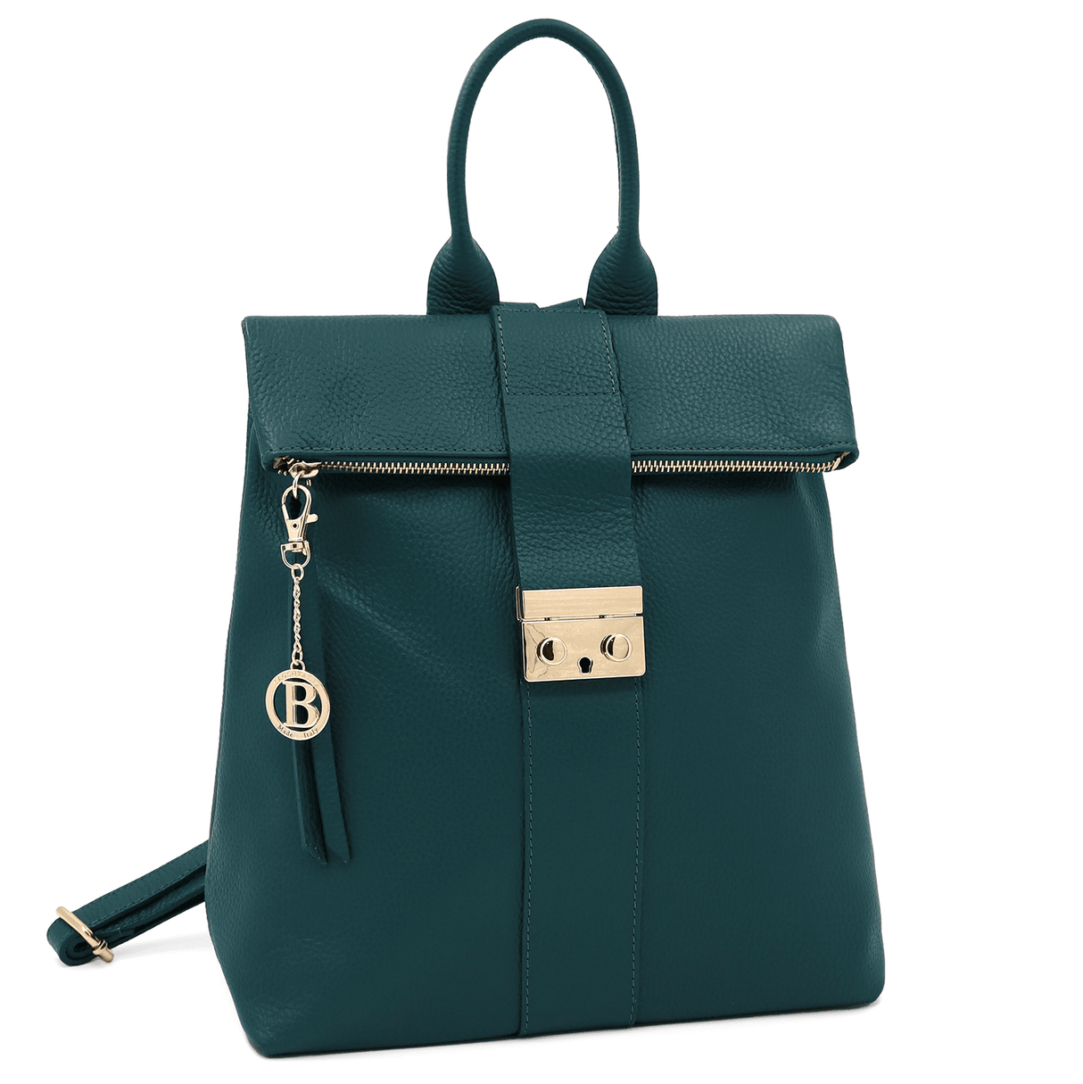 Riona természetes bőr hátizsák - sötétzöld