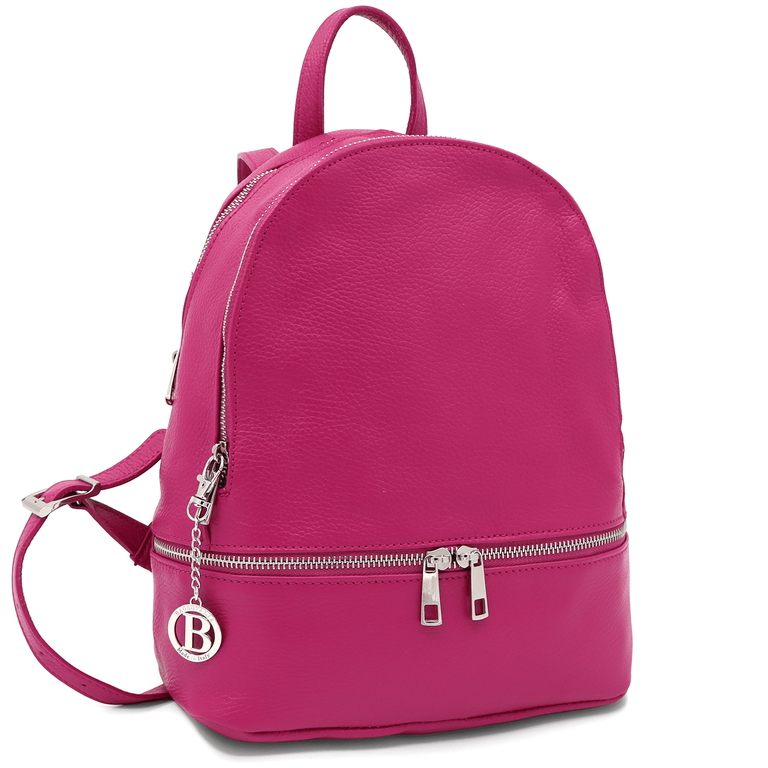 Női hátizsák természetes bőrből Linda - fukszia