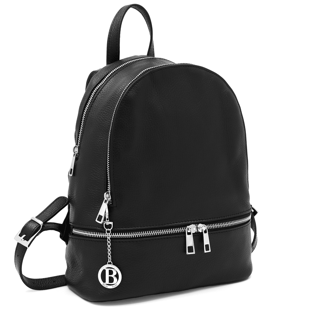 Női hátizsák természetes bőrből Linda - fekete