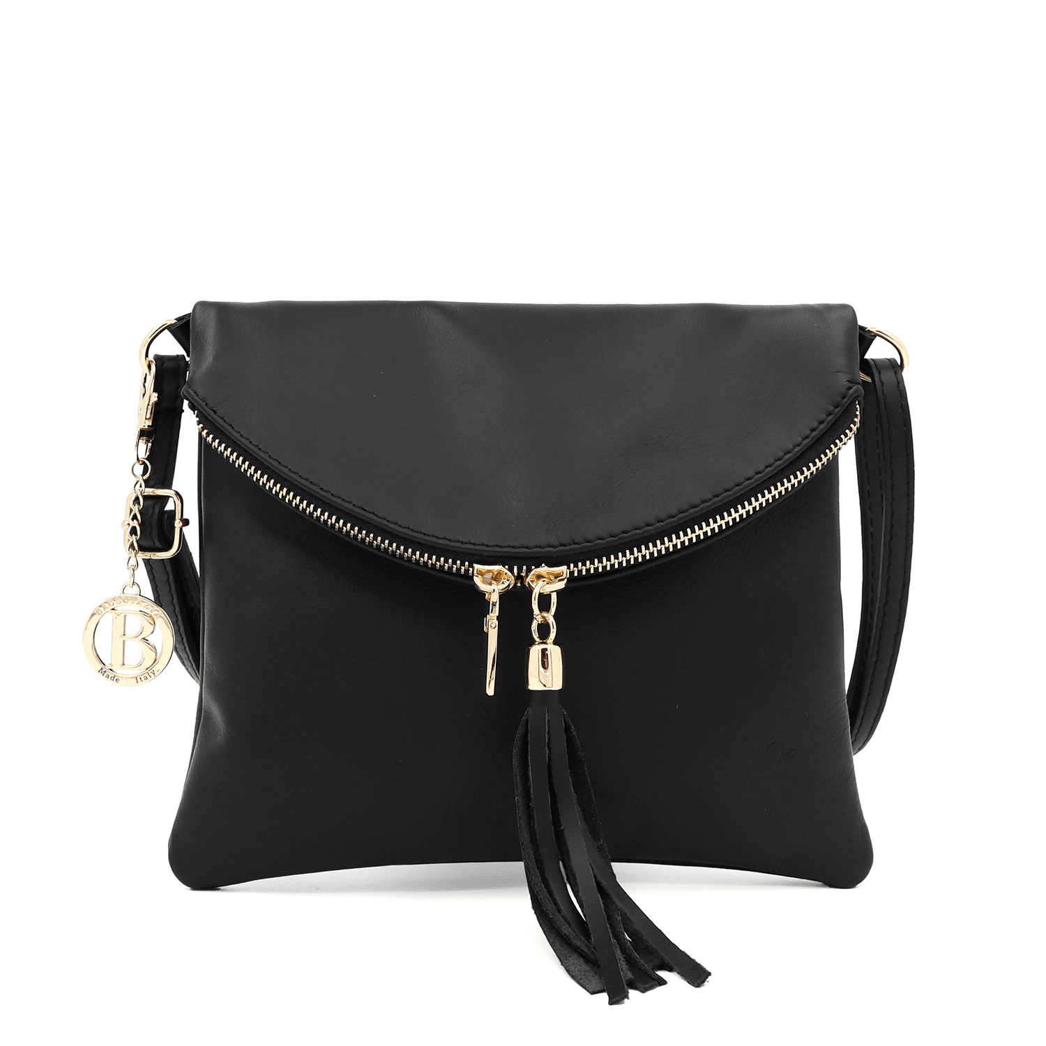 Természetes bőr válltáska - fekete