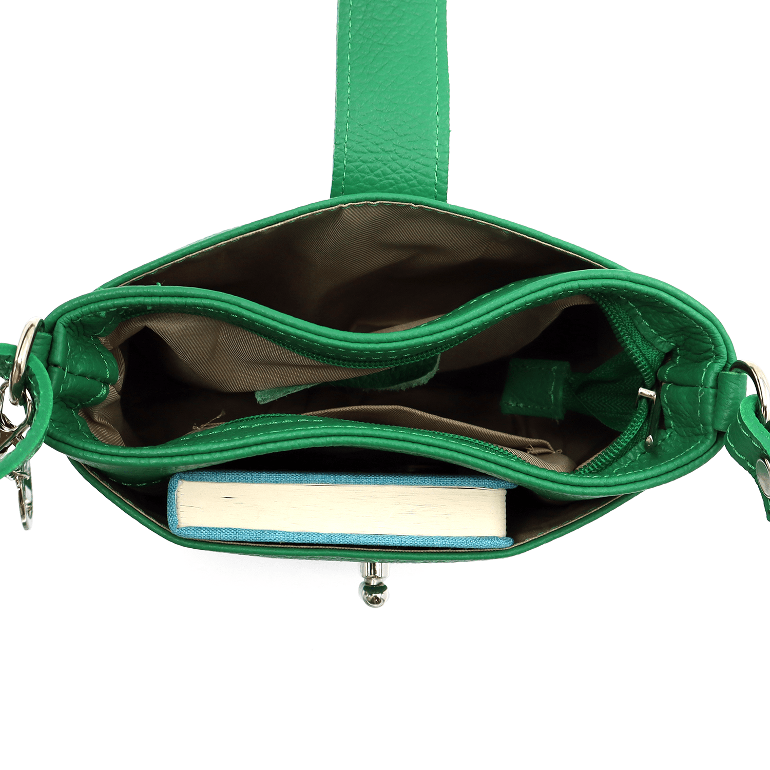 Andria természetes bőr válltáska - világos zöld